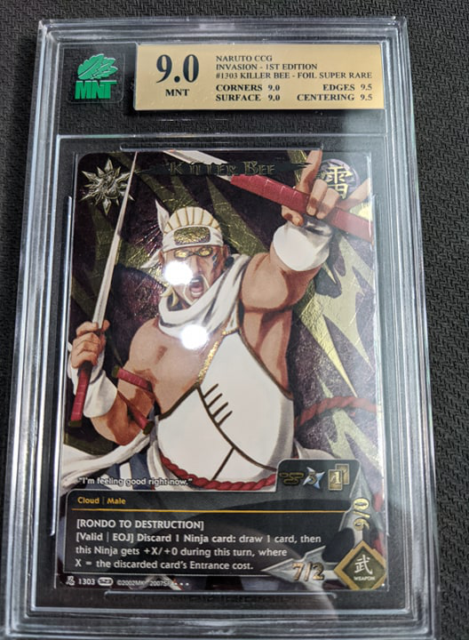 NARUTO CCG INVASION - 1ST EDITION #1303 KILLER BEE - FOIL SUPER RARE - MNT GRADE 9.0